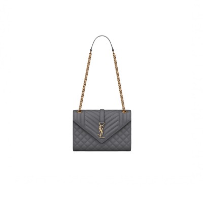 YSL ENVELOPE MEDIUM IN QUILTED GRAIN DE POUDRE EMBOSSED LEATHER 600185BOW971112 (24*17.5*6cm)